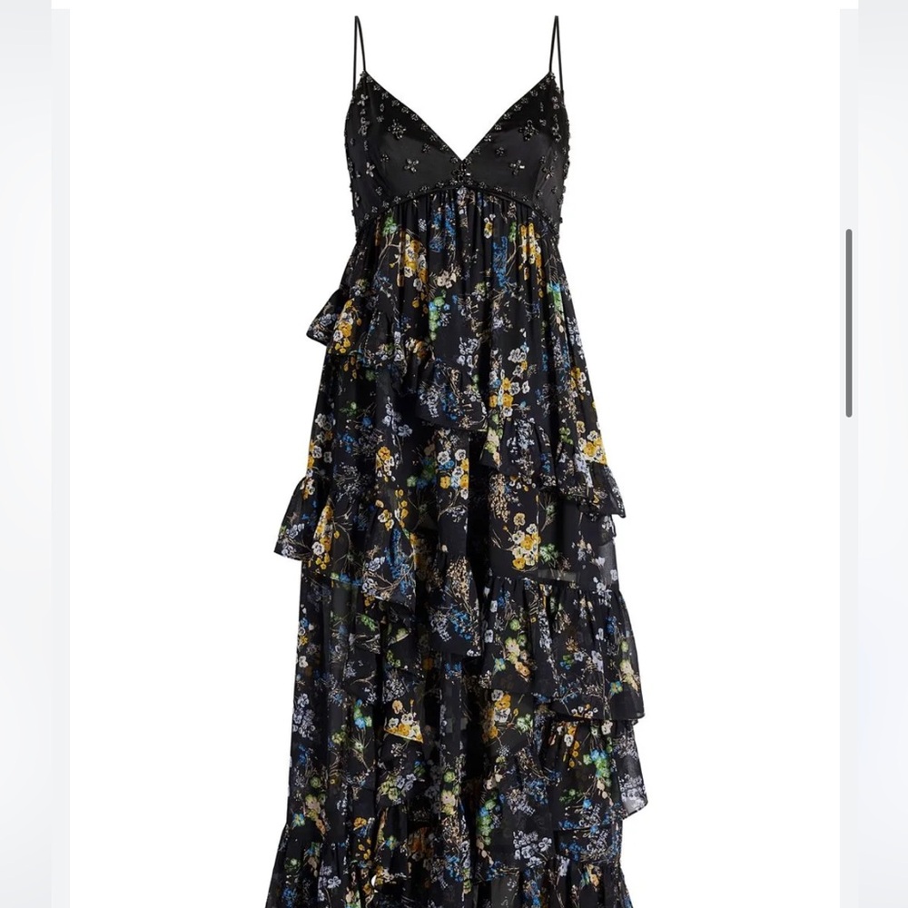 Cinq à Sept Black Floral Maxi Skirt